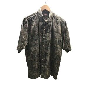 Tori Richard Shirt Men's Size Large Green Tropical Short Sleeve 100% Cotton